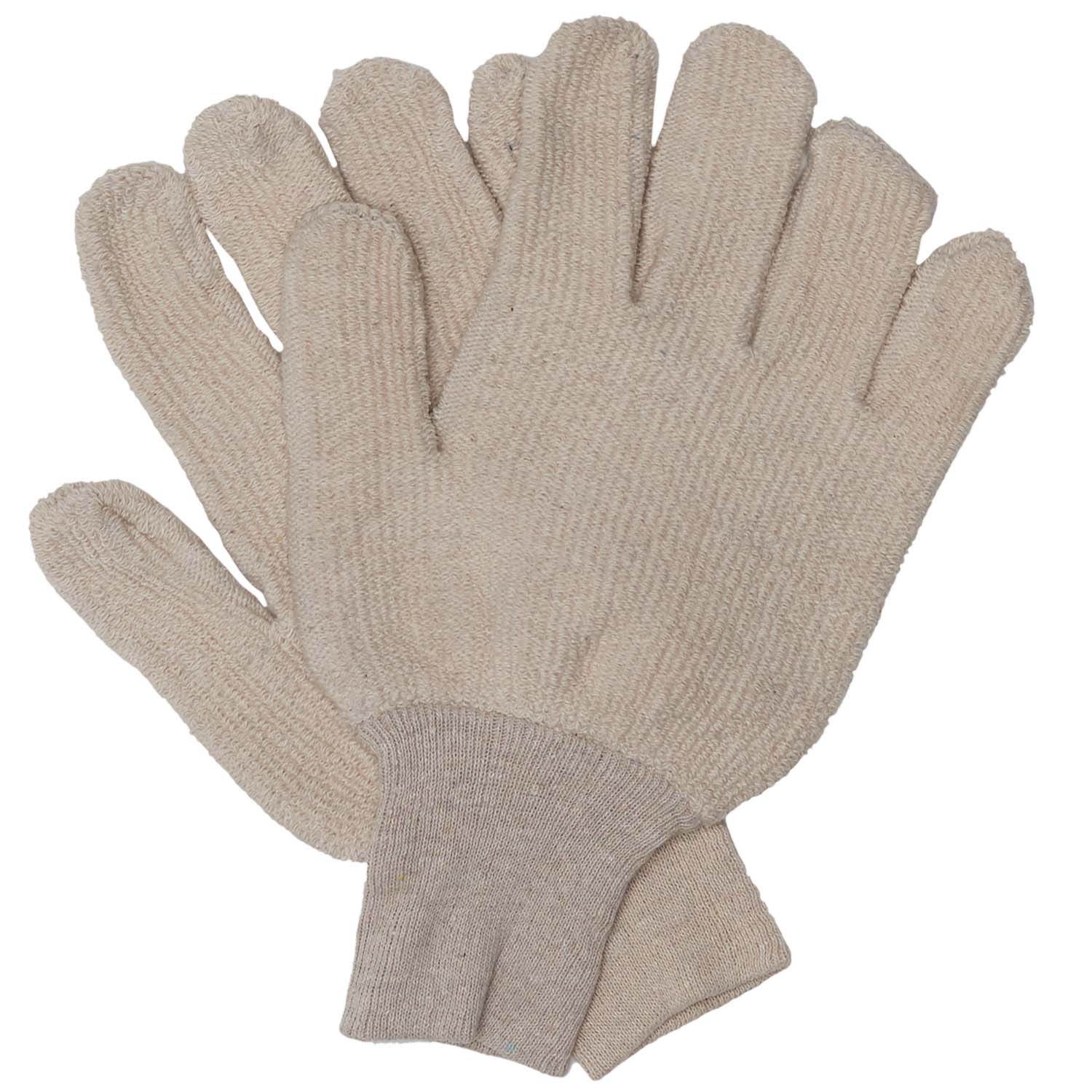 Canvas Work Gloves 8 Oz – Cotton Knit Wrist, Natural, Men's Large – 1 Dozen (12 Pairs)